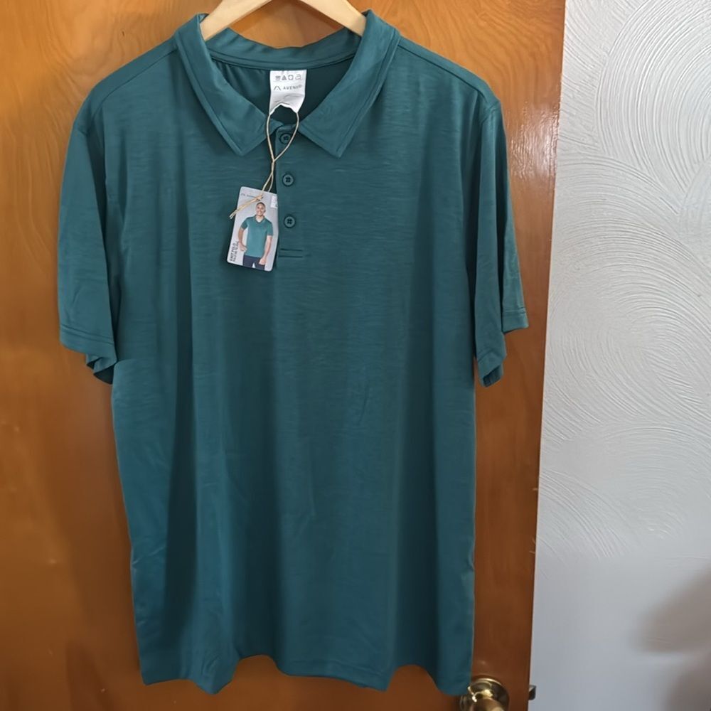 Green Polo Shirt Mens Large Knit Avenue